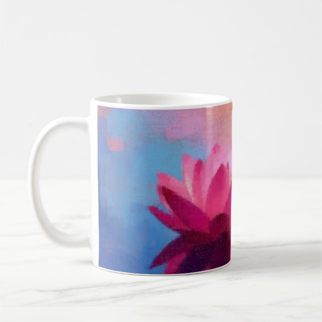 Färgfyllda Abstrakter Lotus Flowers Kaffemugg (Vänster)