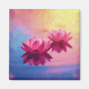 Färgfyllda Abstrakter Lotus Flowers Magnet