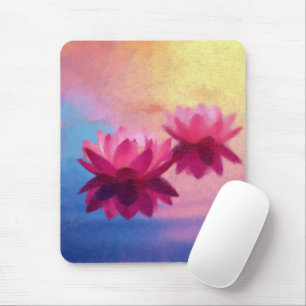 Färgfyllda Abstrakter Lotus Flowers Musmatta