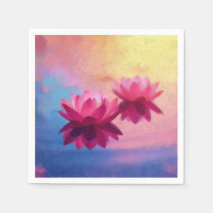 Färgfyllda Abstrakter Lotus Flowers Pappersservett