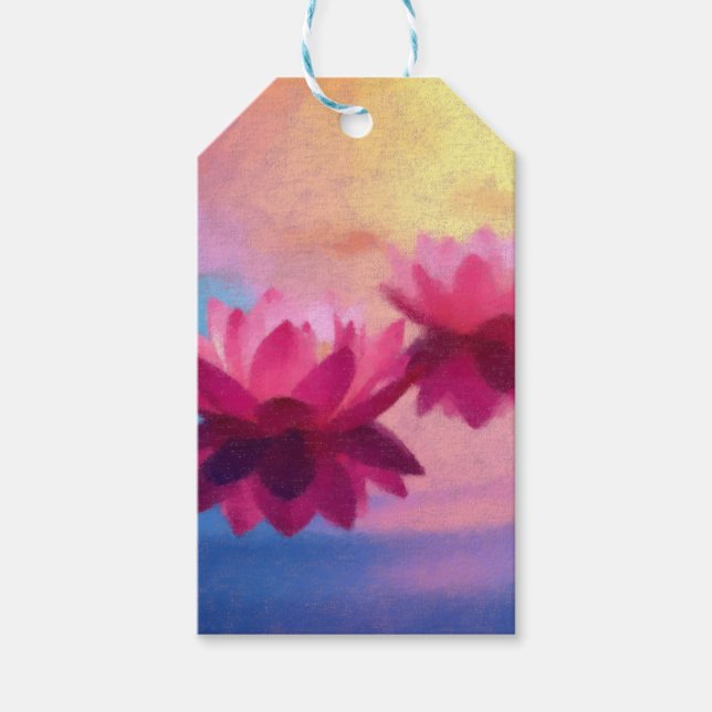 Färgfyllda Abstrakter Lotus Flowers Presentetikett (Framsidan)
