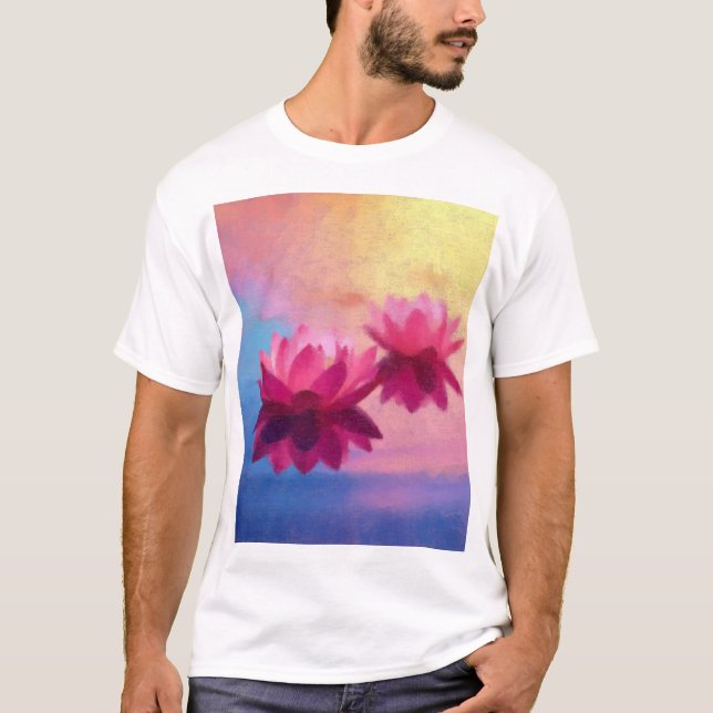 Färgfyllda Abstrakter Lotus Flowers T Shirt (Framsida)