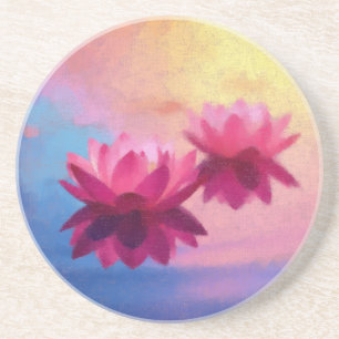 Färgfyllda Abstrakter Lotus Flowers Underlägg