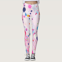 Färgfyllda akrylmålningspunkter på ljus rosa mark leggings