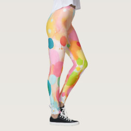 Färgfyllda akrylmålningspunkter på vit mark leggings