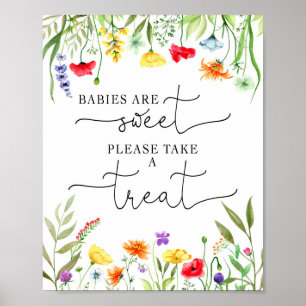 Färgfyllda babyduschfavoriter för vilda blommor sk poster