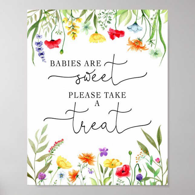 Färgfyllda babyduschfavoriter för vilda blommor sk poster (Framsidan)