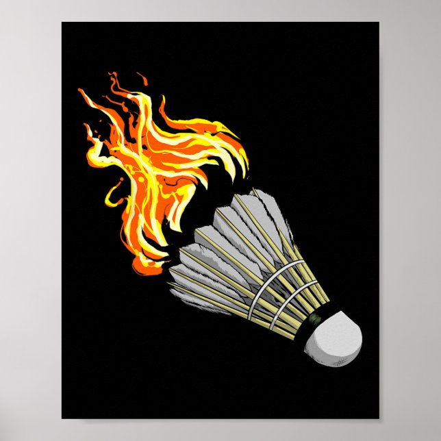 Färgfyllda Badminton Flame Shuttle Art Sports Poster (Framsidan)