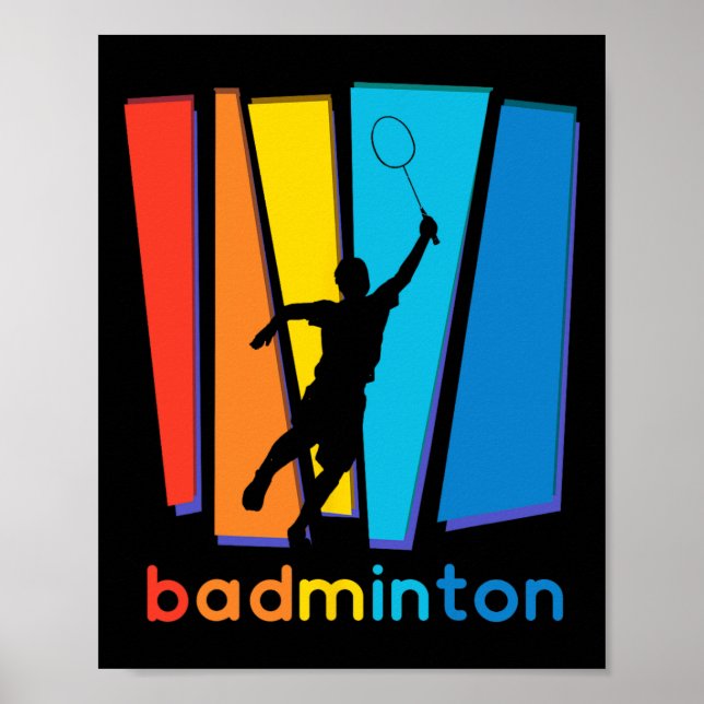 Färgfyllda Badminton Shuttle Art Sports Poster (Framsidan)