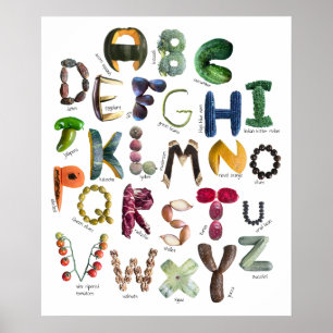 Färgfyllda barn: Alphabet Frukt och Veggies Poster
