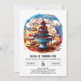 Färgfyllda barn Chocolate Birthday Inbjudningar