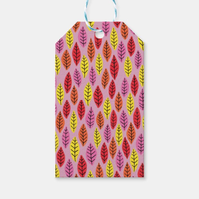 Färgfyllda barn Löv mönster Presentetikett (Framsidan)