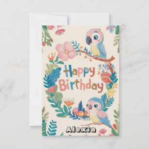 Färgfyllda barn Parrot Digital Birthday Kort