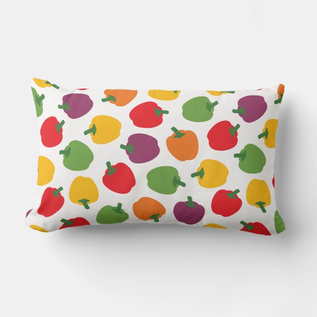 Färgfyllda Bell Peppers Lumbarkudde (Framsida)