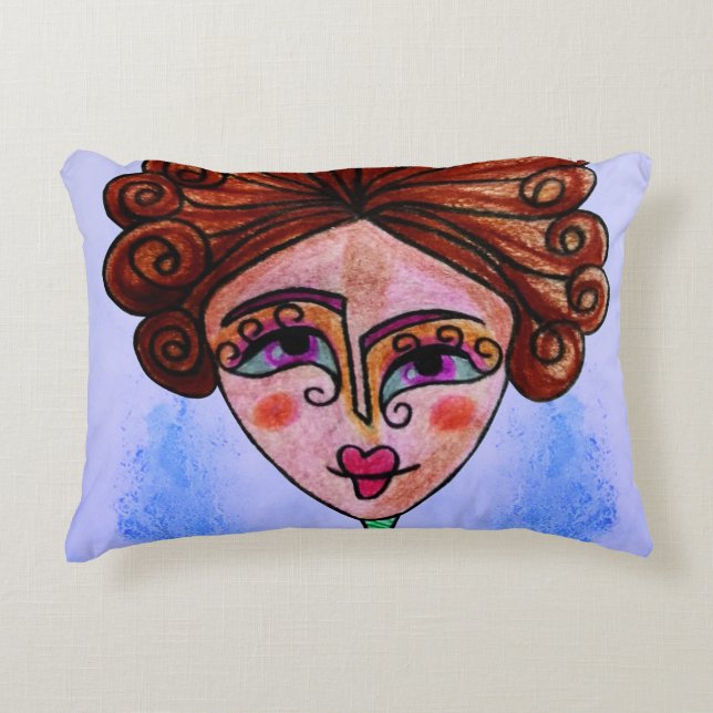 Färgfyllda bitar (vismisk kvinna 01) prydnadskudde (Framsidan)