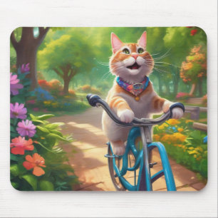 Färgfyllda Blommigtar med katt på musknapp för cyk Musmatta