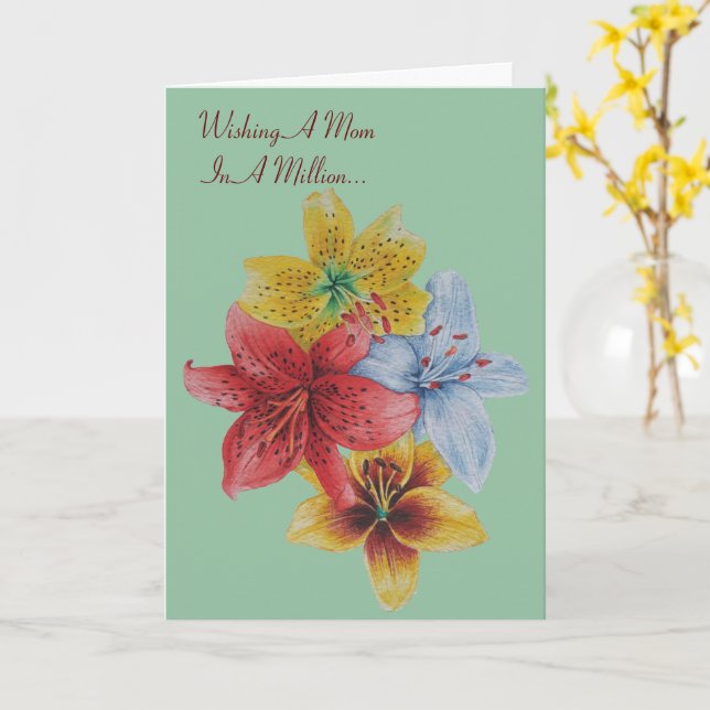 Färgfyllda blommor av söt med Vänd mamma Kort (Gul blomma)