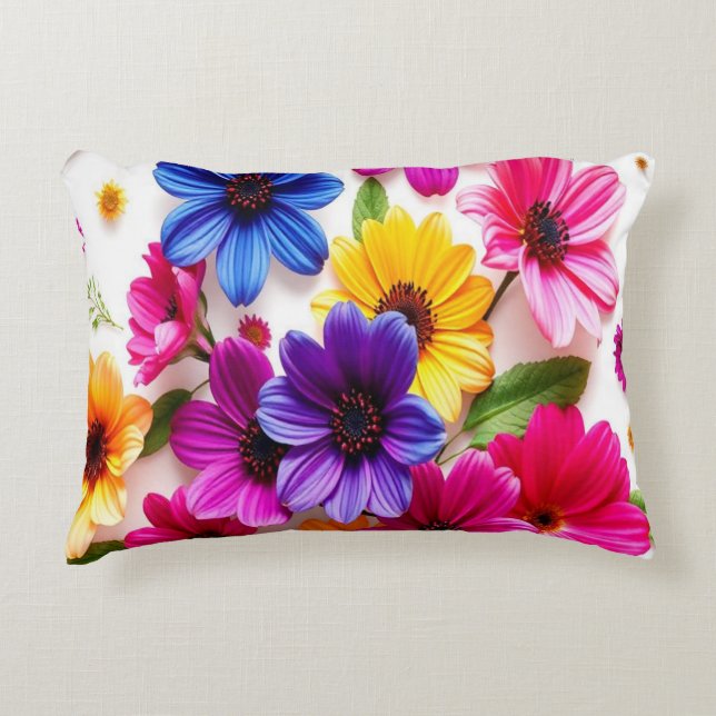 Färgfyllda blommor Dekorfärg Prydnadskudde (Framsidan)