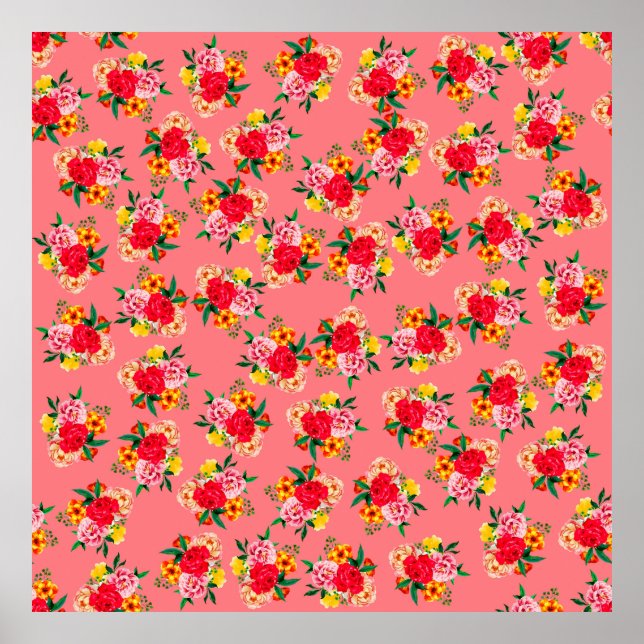 Färgfyllda blomslag med rosa bakgrunder poster (Framsidan)