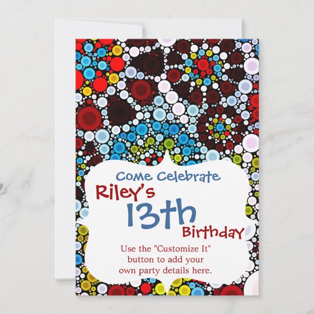 Färgfyllda blomstercirkulär Bubbles design Inbjudningar (Framsida)