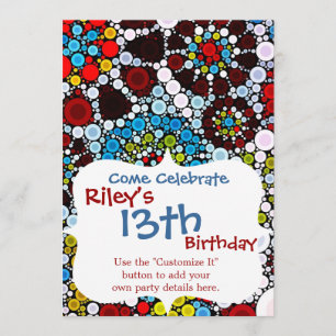Färgfyllda blomstercirkulär Bubbles design Inbjudningar