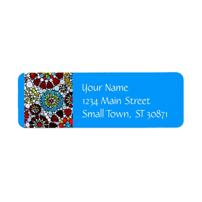 Färgfyllda blomstercirkulär Bubbles-design Returadress Etikett (Framsidan)