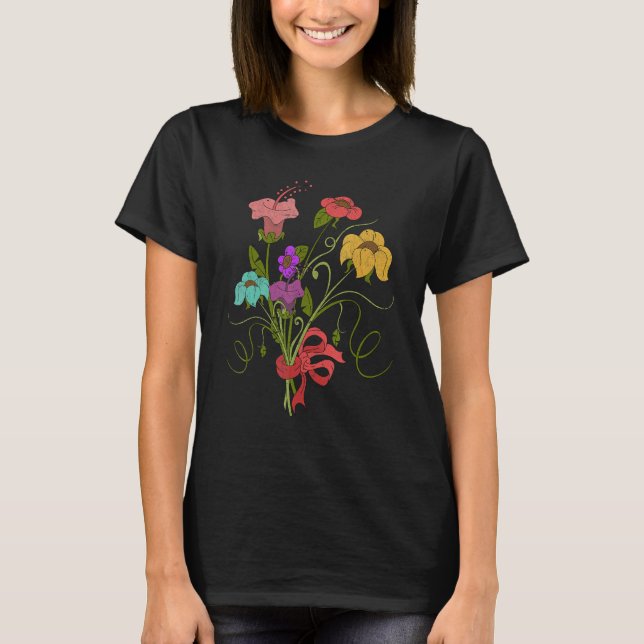 Färgfyllda botaniska blommor Blommar WildblomBota T Shirt (Framsida)
