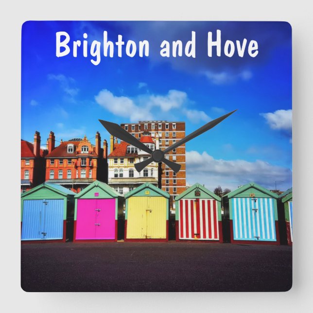 Färgfyllda Brighton- och Hove-sommarsäck Fyrkantig Klocka (Framsida)