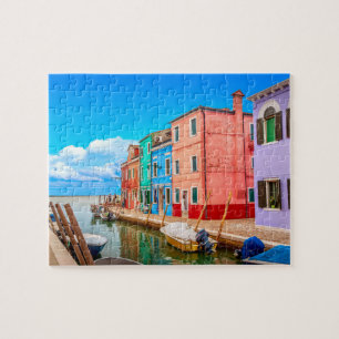 Färgfyllda Buranohus med Italien Boats Venedig Pussel