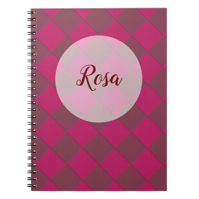 Färgfyllda Checkers - hallon Anteckningsbok (Framsidan)