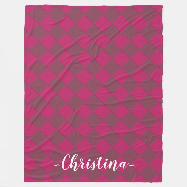 Färgfyllda Checkers - hallon Fleecefilt (Framsidan)