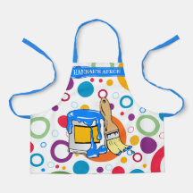 Färgfyllda cirklar och en smutsig färgburk och pen