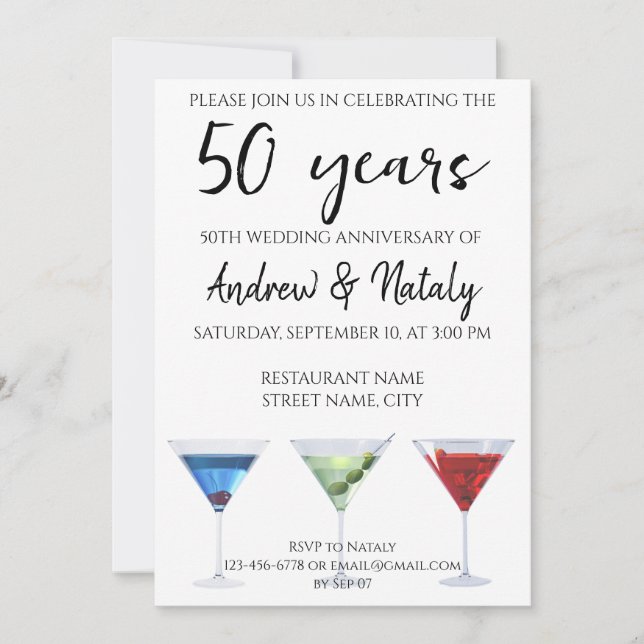 Färgfyllda cocktails av roligt inbjudningar (Framsida)