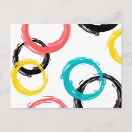 Färgfyllda, coola, moderna, trendigets penseldrag vykort