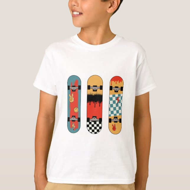 Färgfyllda Coolor i Retro Skateboard T Shirt (Framsida)