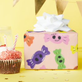 Färgfyllda Creepy Candies Pinky Seamless Halloween Presentpapper