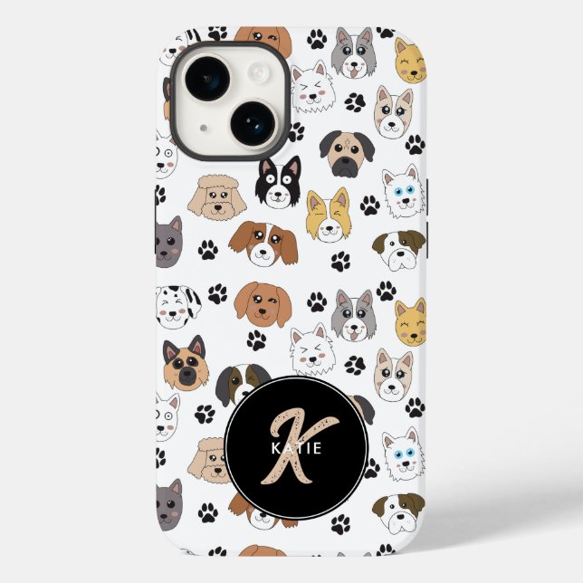 Färgfyllda Cute FUNNY Hund & Hund Monogram (Baksida)