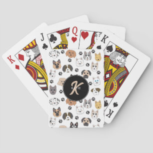 Färgfyllda Cute FUNNY Hund & Hund Monogram Casinokort