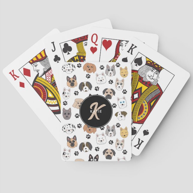 Färgfyllda Cute FUNNY Hund & Hund Monogram Casinokort (Baksidan)