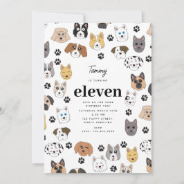 Färgfyllda Cute Funny Hundar och Hund Birthday Inbjudningar