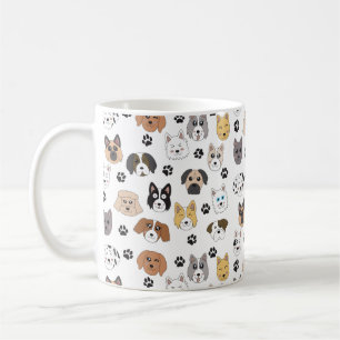 Färgfyllda Cute Funny Hundar och Hund Mönster Tass Kaffemugg