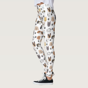 Färgfyllda Cute Funny Hundar och Hund Mönster Tass Leggings