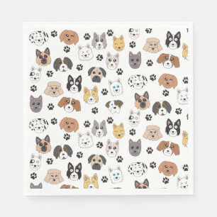 Färgfyllda Cute Funny Hundar och Hund Mönster Tass Pappersservett
