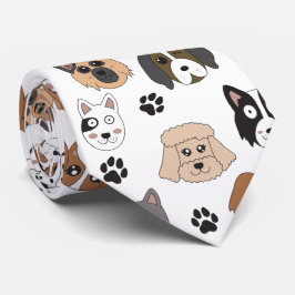 Färgfyllda Cute Funny Hundar och Hund Mönster Tass Slips