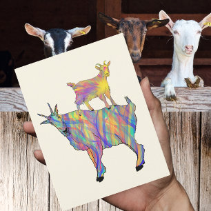 Färgfyllda Cute Psychedelic-getter Farm Animal Art Vykort