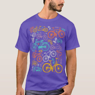 Färgfyllda cyklar Illustration Bike Älskare Cyclin T Shirt