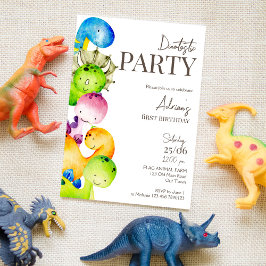 Färgfyllda dinosaurier födelsedagsfest inbjudan