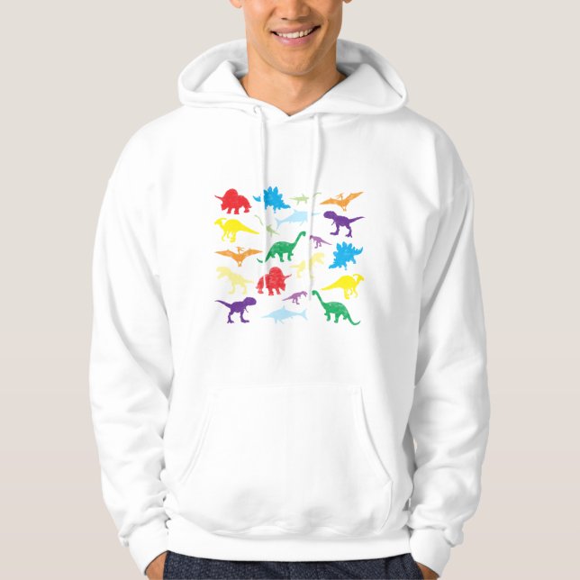 Färgfyllda dinosaurier Kids Mönster Hoodie (Framsida)