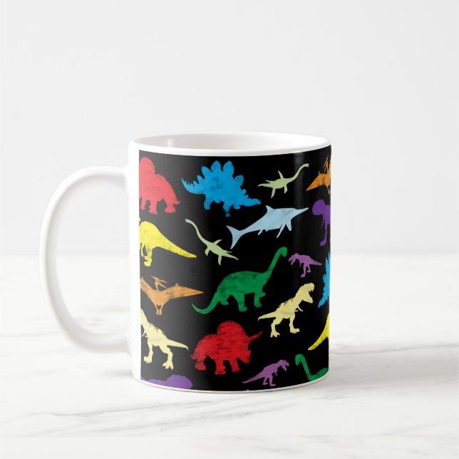 Färgfyllda dinosaurier Kids Mönster Kaffemugg (Vänster)