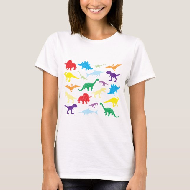 Färgfyllda dinosaurier Kids Mönster T Shirt (Framsida)
